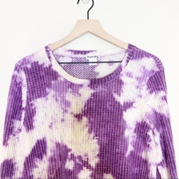 NEW Love...Ady Purple Tie Dye Long Sleeve Peplum Tunic Thermal Top 1X - Picture 4 of 10